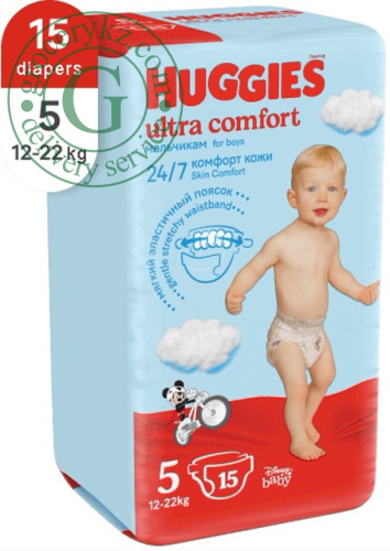 Huggies ultra comfort boys diapers, size 5, 15 count