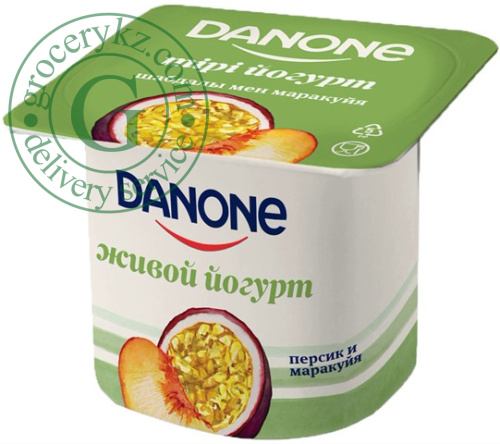 Danone yogurt, peach and passion fruit, 120 g