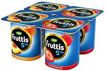Fruttis yogurt, 5%, peach and strawberries (4 in 1), 460 g