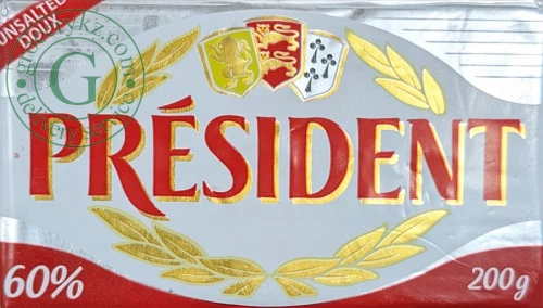 President unsalted butter, 60%, 200 g