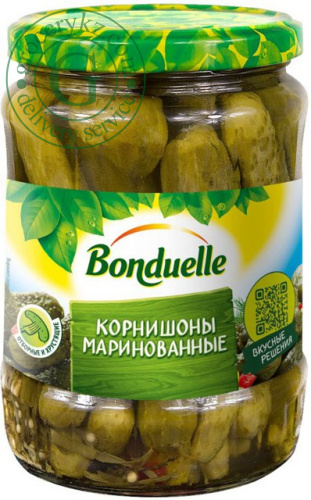 Bonduelle pickled gherkins, 580 ml