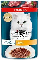 Purina Gourmet wet cat food, beef in sauce, 75 g