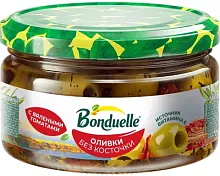 Bonduelle green seedless olives with sundried tomatoes, 250 ml