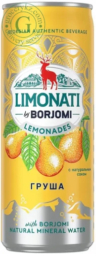 Borjomi sparkling water with pear juice, 0.33 l