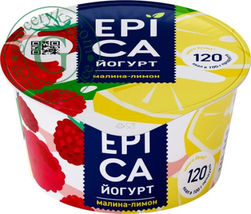 Epica yogurt, raspberries and lemon, 130 g