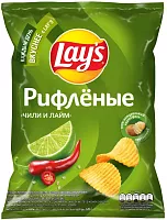 Lay's potato corrugated chips, chili and lime, 125 g