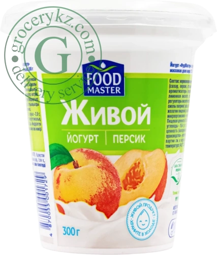 Foodmaster live yogurt, peach, 300 g