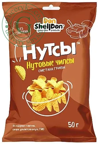Don Shelldon chickpea chips, sour cream and mushrooms, 50 g