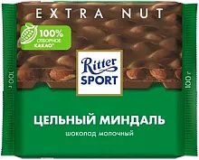 Ritter Sport milk chocolate, whole almonds, 100 g