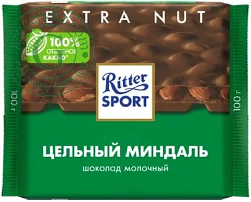 Ritter Sport milk chocolate, whole almonds, 100 g