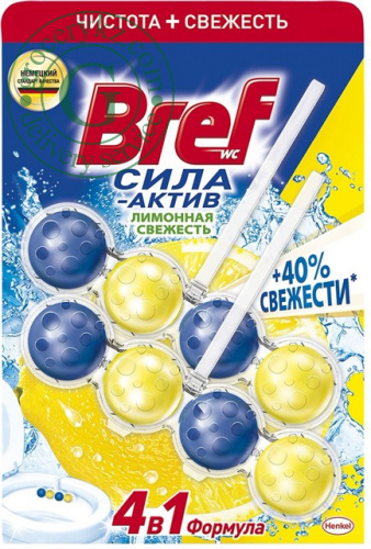 Bref Power Active refresh box for toilet bowl, lemon, 100 g