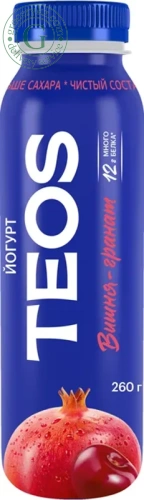 TEOS drinking yogurt, cherry and pomegranate, 1.8%, 260 g
