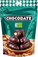 Chocodate date and almond in dark chocolate, no sugar, 100 g