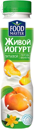 Foodmaster drinking live yogurt, peach and vanilla, 280 g