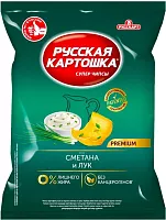Russkaya Kartoshka potato chips, sour cream and onion, 140 g