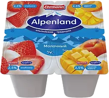 Ehrmann Alpenland yogurt, strawberry, peach and mango, 380 g