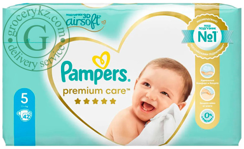 Pampers premium care diapers, size 5, 42 count