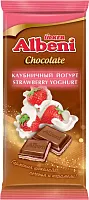 Albeni chocolate bar, strawberry and yoghurt filling, 85 g