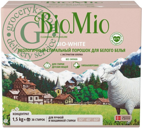 BioMio laundry powder for white clothes, scentless, 30 washes, 1.5 kg