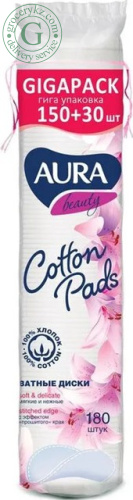 Aura cotton pads, 180 pc