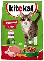 Kitekat dry cat food, meat feast, 1300 g