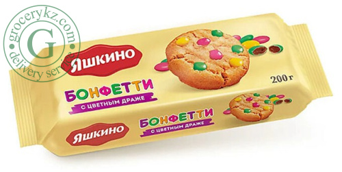 Yashkino cookies with colored dragees, 200 g Yashkino cookies with colored dragees, 200 g