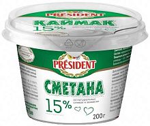 President sour cream, 15%, 200 g