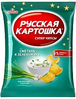 Russkaya Kartoshka potato chips, sour cream and spring onion, 50 g