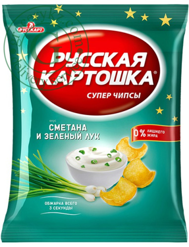 Russkaya Kartoshka potato chips, sour cream and spring onion, 50 g