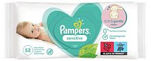 Pampers baby wipes, sensitive, 52 count