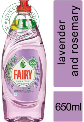 Fairy Pure and Clean dish washing liquid dish soap, lavender and rosemary, 650 ml