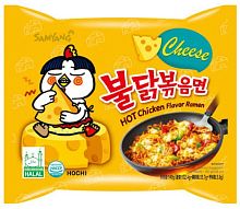 Samyang Hot Chicken and Cheese flavor ramen noodle soup, 140 g