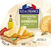 Ile de France Emmental Style semihard cheese, herbs and tomatoes, sliced, 150 g