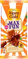 Alpen Gold Max Fun chocolate, mango, pineapple, passion fruit, popping caramel and sparkling balls, 130 g