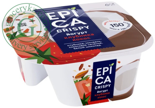 Epica Crispy yogurt, strawberry and coconut, 138 g