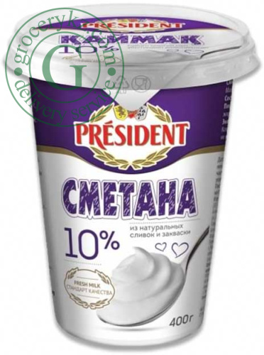 President sour cream, 10%, 400 g