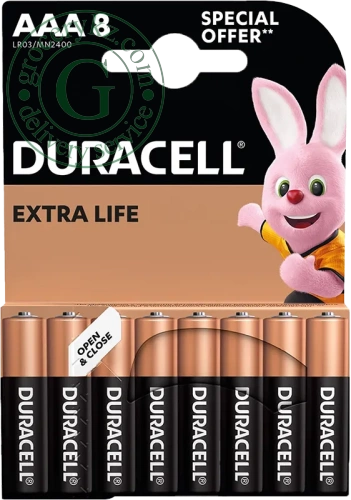 Duracell Extra Life AAA batteries, 8 pc