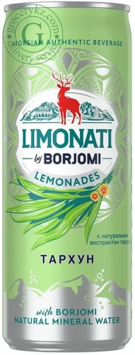 Borjomi sparkling water with natural tarkhun extracts, 0.33 l
