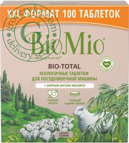 BioMio Bio-Total dishwasher tablets, eucalyptus essential oil, 100 tablets