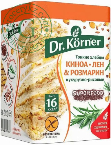 Dr. Korner corn-rice crispbread, quinoa, flax and rosemary, 100 g