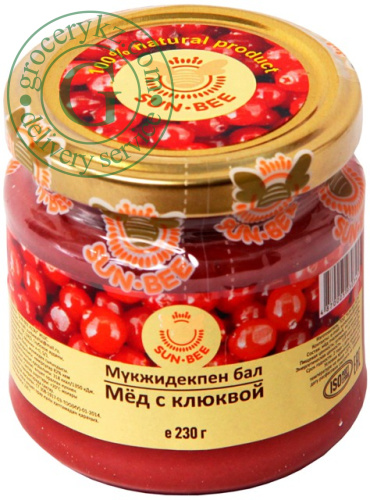 Sun-Bee natural honey with cranberries, 230 g