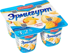 Ermigurt yogurt, melon and pineapple, 3.2%, 4 in 1, 400 g