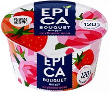 Epica yogurt, strawberry and rose, 130 g
