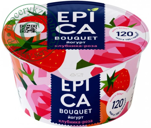 Epica yogurt, strawberry and rose, 130 g