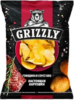 Grizzly potato chips, beef in BBQ sauce, 110 g
