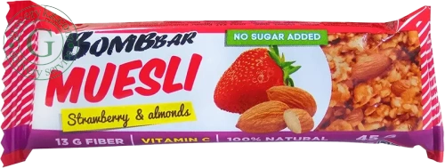 Bombbar muesli bar, strawberry and almonds, 45 g