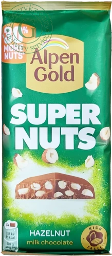 Alpen Gold Super Nuts milk chocolate with hazelnut, 120 g Alpen Gold Super Nuts milk chocolate with hazelnut, 120 g
