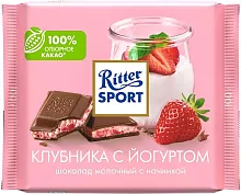 Ritter Sport milk chocolate, strawberry and yogurt, 100 g