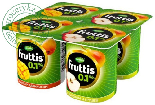 Fruttis yogurt, 0.1%, mango and apricot, apple and pear (4 in 1), 440 g