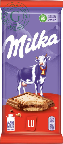Milka chocolate with LU cookies, 87 g